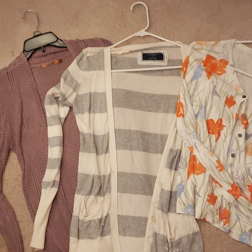 Lot of 3 button/open sweaters - medium